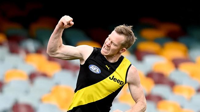 Jack Riewoldt celebrates a goal. Picture: Getty Images