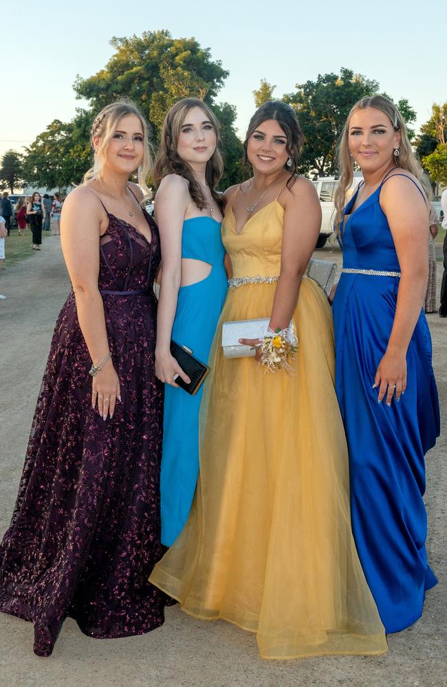 Ashley Ward, Chloe Weule, Lainey Wilson and Brianna Leary at the Mirani State High School year 12 Formal.Picture: Michaela Harlow