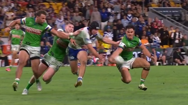 Burton was seemingly tackled without the ball. Photo: Fox Sports