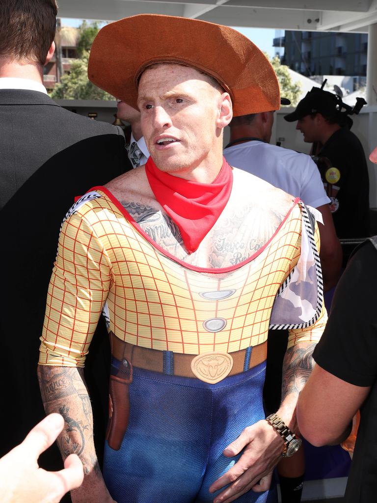 Mitch Robinson as Woody from Toy Story at the Brisbane Lions' Mad Monday celebrations at The Boundary, West End. Picture: Liam Kidston