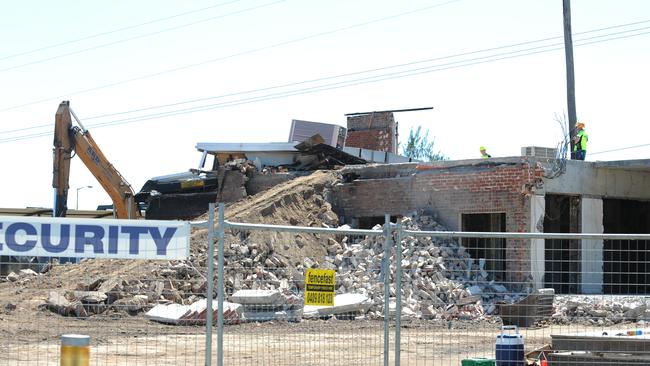 The historic 1827 Log Cabin in Penrith being demolished after the premises was destroyed by fire.