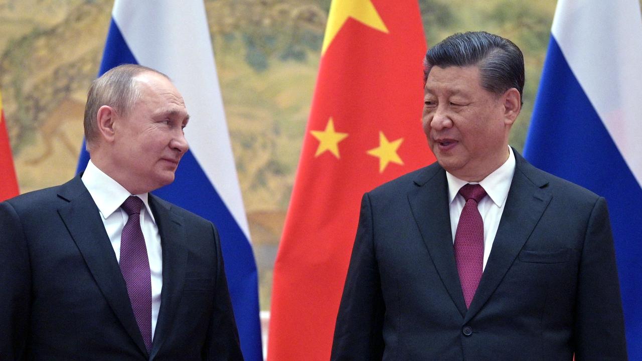 Russian President Vladimir Putin and Chinese President Xi Jinping during their meeting in Beijing, on February 4, 2022. Picture: Alexei Druzhinin/Sputnik/AFP