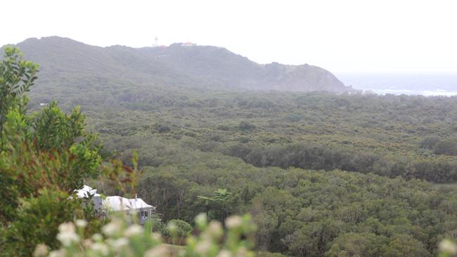 The view from near the Massinger Street phone tower in Byron Bay, looking toward Cape Byron and the area where phone data has placed Theo Hayez’ phone in the early hours of June 1, 2019. Picture: Liana Boss