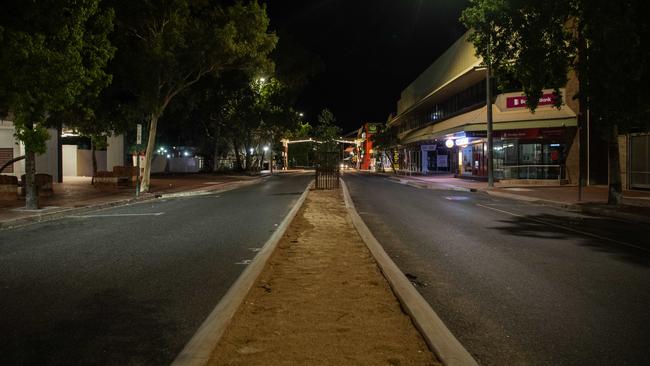 Vacant streets in Alice Springs after the NT government implemented a 14 day curfew for youths in the wake of spiralling crime on March 27, 2024. Picture: Pema Tamang Pakhrin