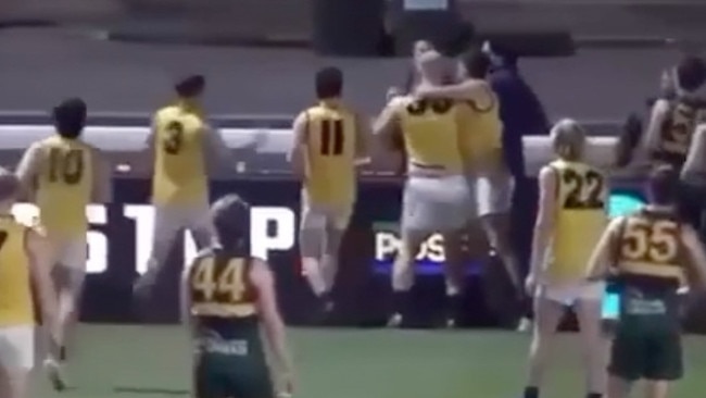 The Adelaide Footy League is investigating a physical altercation between a Scotch OC player and Pembroke OS spectator. Picture: Filming Footy