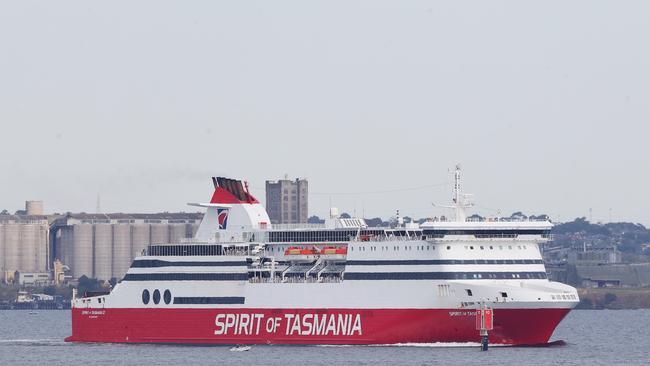 Spirit of Tasmania leaving Corio Bay on route to Devonport. Picture: Alan Barber