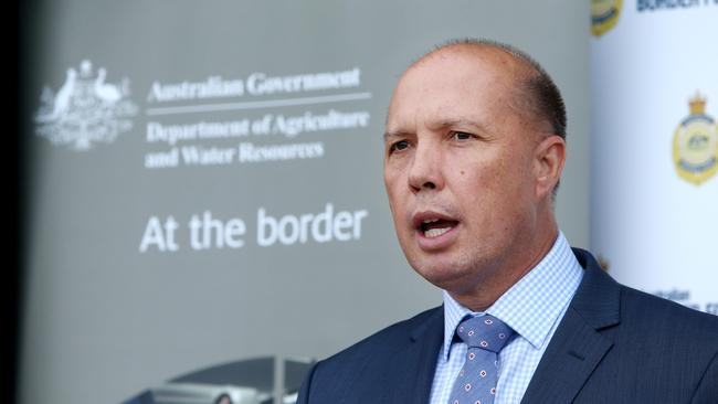 Home Affairs Minister Peter Dutton sparked diplomatic tensions with South Africa last week. Picture: Richard Dobson