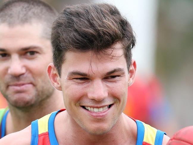 Gold Coast Suns doing a skills sessions ahead of Thursday's NAB Challenge game against West Coast. Photo of Jaeger O'Meara. Pic by Richard Gosling