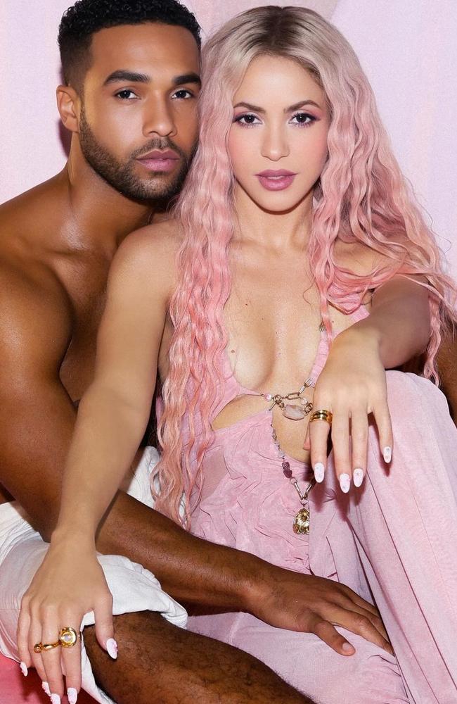 Shakira and rumoured new boyfriend Lucien Laviscount on the set of her new video.