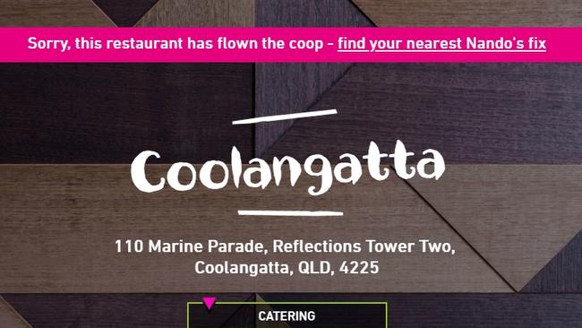 "Flown the coop". Nando's website. Coolangatta store.