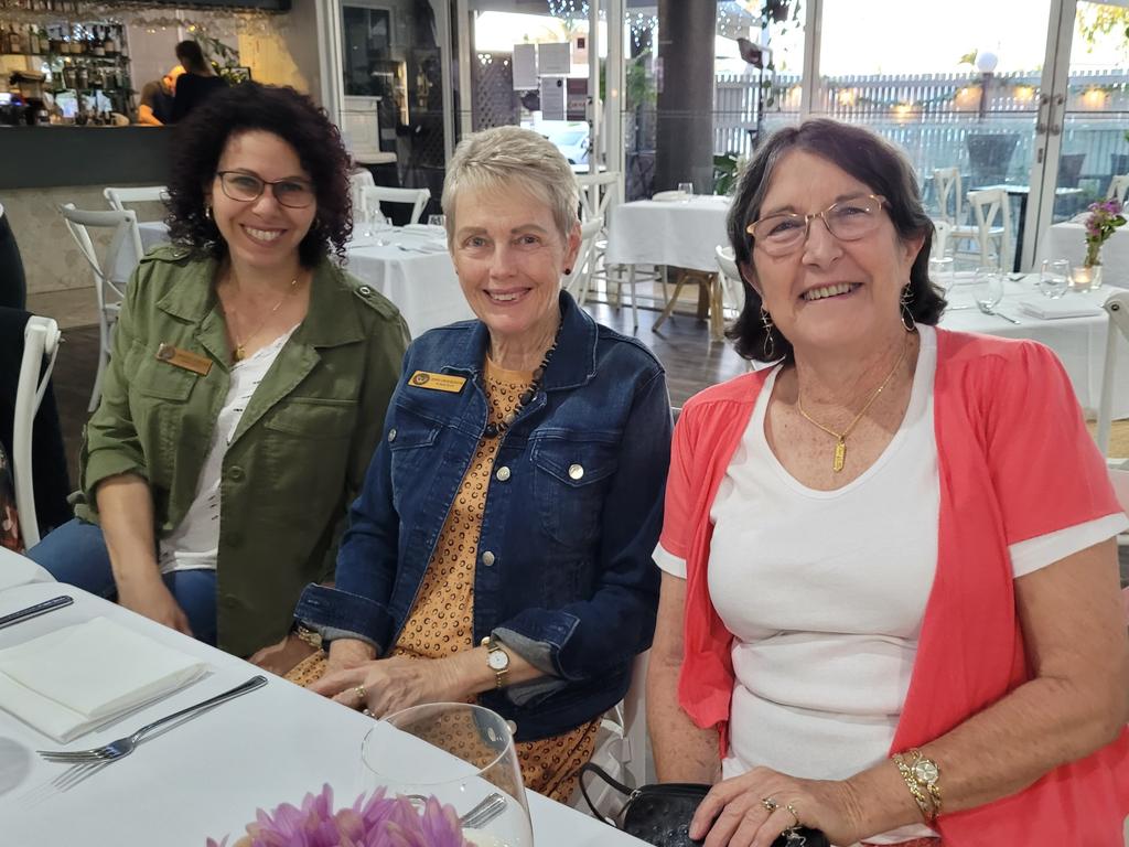 Soroptimist International Mackay members Maria Surian, Jenny Cruickshank and Jenny Rackemann at a recent club function discussing ovarian cancer. Picture: Contributed