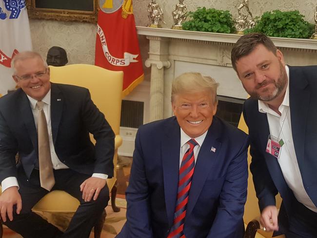 Murray with Mr Trump and Scott Morrison. Picture: Andrew Hough