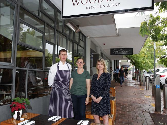 Representatives from several Neutral Bay businesses are upset with the B-Line plans. Pictured, Damian Heads, Jenni Heads and Joanna Milburn. Picture: Virginia Young