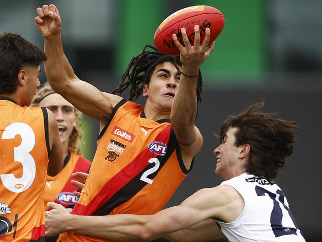 Essendon wants to nab academy star Isaac Kako and hang onto a first-round draft pick. Picture: Daniel Pockett/AFL Photos/via Getty Images