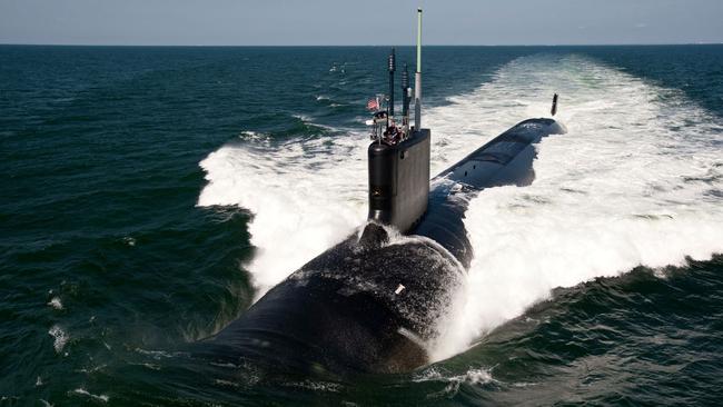 The Virginia-class attack submarine USS California during sea trials.