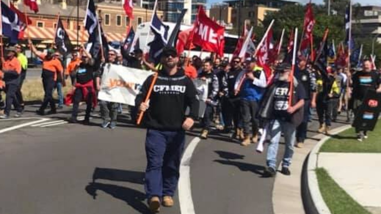 Mr Rielly leading a union march. Source: Facebook