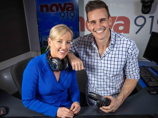 ADELAIDE, AUSTRALIA - Advertiser Photos NOVEMBER 4, 2022: Jodie Oddy and Andrew Hayes announced as Nova Adelaide's new breakfast team. Picture Emma Brasier