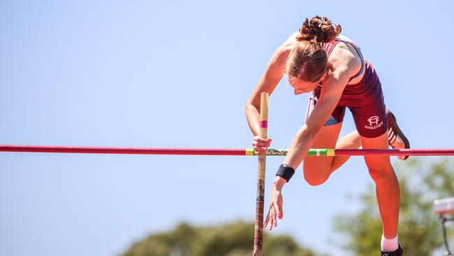 Talented 16-year-old pole vaulter and high jumper Tryphena Hewett will clash with Chelsea Friedrich yet again this weekend. Picture: Russell Millard