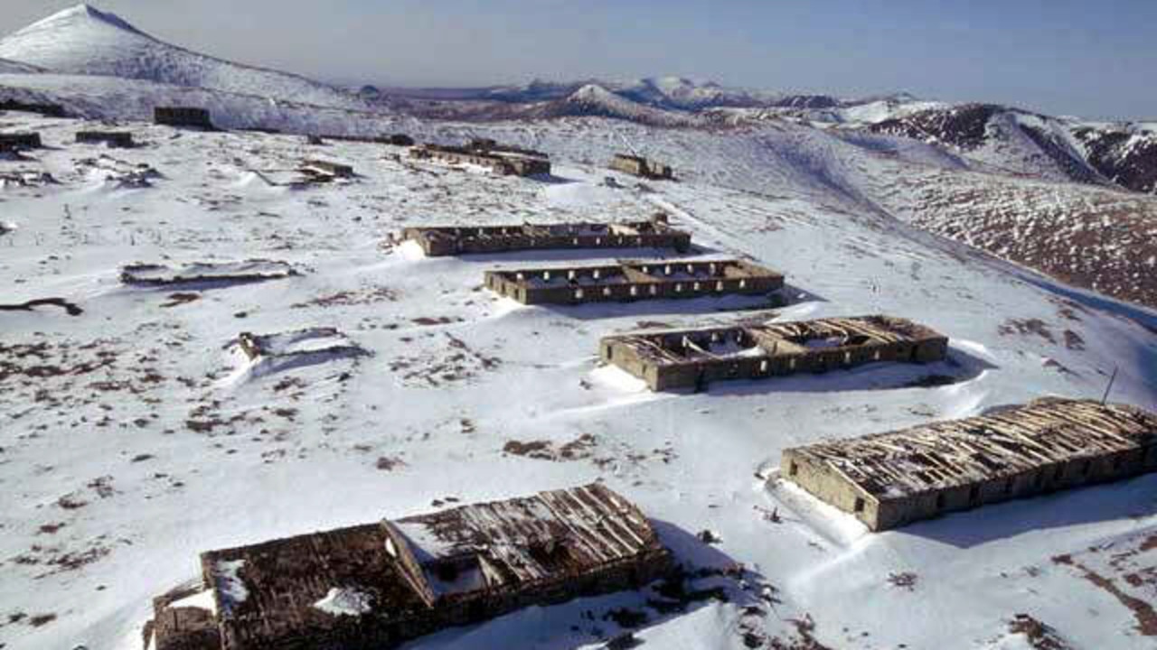 Buildings from a former Soviet Gulag still standing in Pevek, Russia. Picture: Jacques Langevin