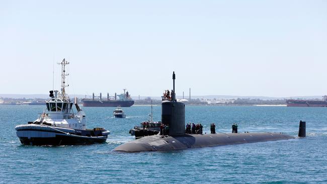 The United States Navy Virginia Class submarine USS Mississippi visiting Western Australia. Arthur Sinodinos says AUKUS is about more than nuclear submarines.