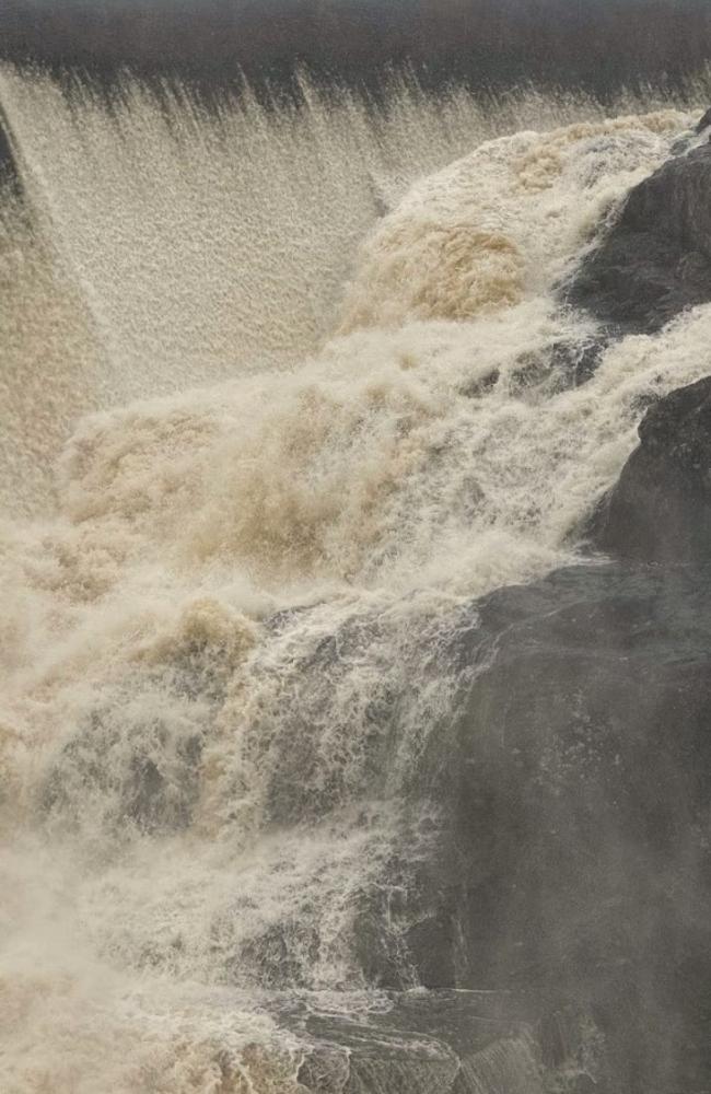 Wappa Dam overflowing on the Sunshine Coast after heavy rain on Monday. Photo: Mark Furler