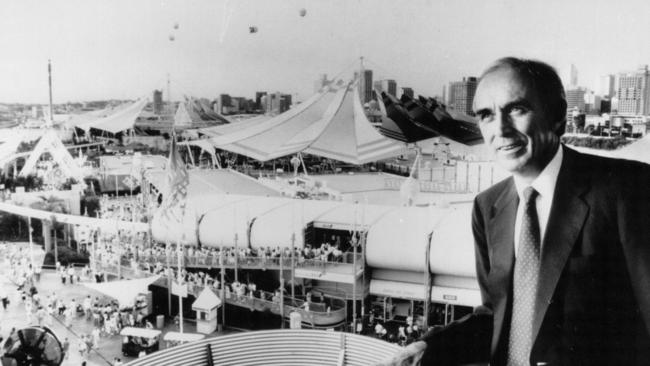 Sir Llew Edwards pictured overlooking the site of World Expo 88 in Brisbane. Picture: Supplied.