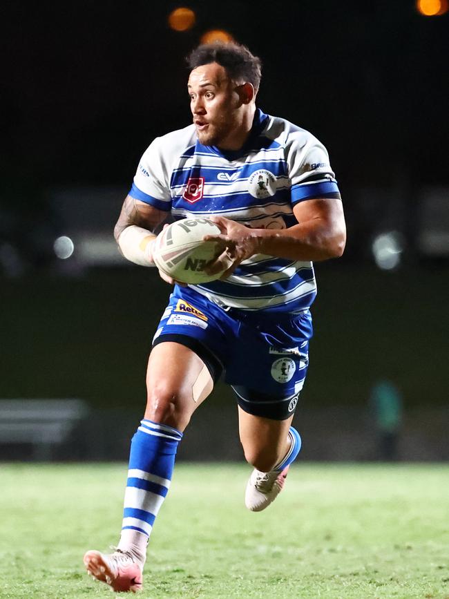 Brothers captain Jordan Biondi-Odo runs the ball in the FNQRL A grade grand final match between the Ivanhoe Knights and the Cairns Brothers, held at Barlow Park. Picture: Brendan Radke