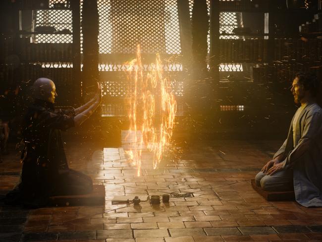 The Ancient One (played by Tilda Swinton) takes Doctor Stephen Strange (Benedict Cumberbatch) under her wing. Picture: Jay Maidment / Marvel