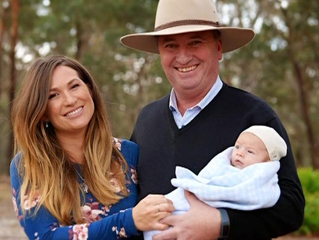 Vikki Campion and Barnaby Joyce with their son Sebastian. Picture: Channel 7