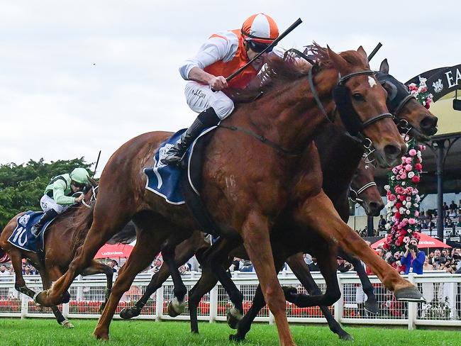 Vow And Declare wins the Group 3 Tattersall's Cup five years after he won the race for trainer Danny O'Brien. Picture: Grant Peters - Trackside Photography.