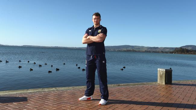 Peter O'Mahony poses on the banks of Lake Rotorua.