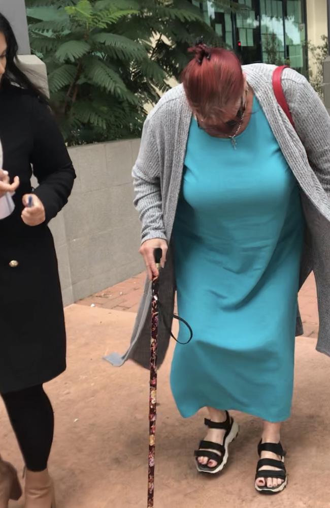 Jeanalle Barbara Patrick, facing 261 charges of fraudulently obtaining $1.4 million, and her lawyer leaving Caboolture Court. Photo – Madeline Grace.