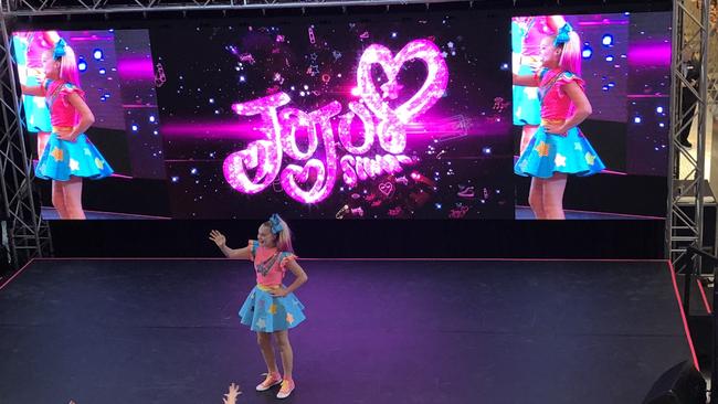 Nickelodeon's child star JoJo Siwa performing on stage at Westfield Parramatta