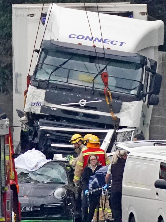 Emergency services at the scene of the crash. Picture: AAP