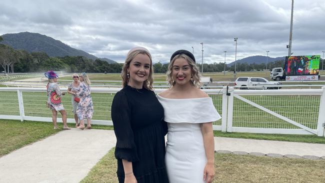 Abi Vickary from Atherton and Kiri Richardson from Cairns at Cairns Cup Carnival on Saturday. Picture: Andreas Nicola