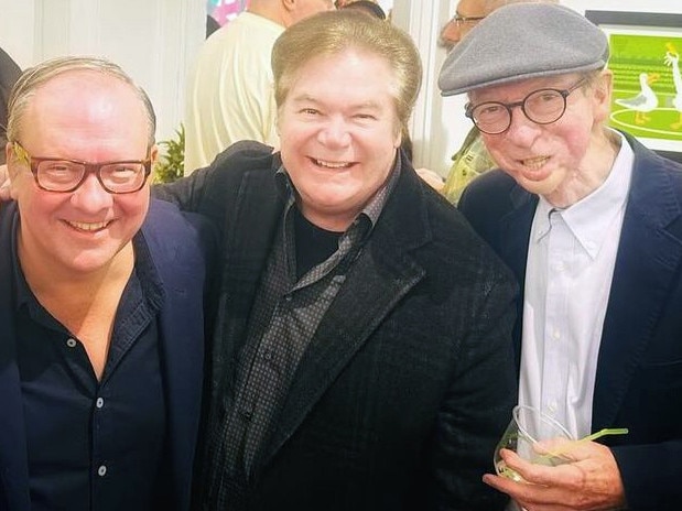 Andrew Fyfe, Daryl Somers and John Blackman at the opening of Andrew's exhibition Marvellous Melbourne By Fyfe at Sol Gallery in Brunswick. Picture: Supplied.