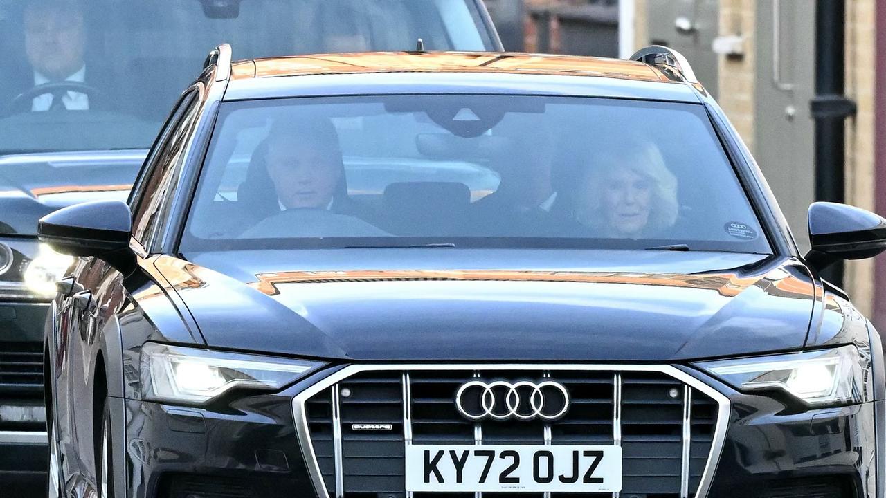 Queen Camilla is driven away from the London Clinic in London after visiting her husband King Charles. Picture: AFP