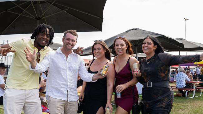 Darrel M, Reece Browne, Nikita Bennett, Bex Smales and Kyra Boyle at the 2023 Darwin Cup. Picture: Pema Tamang Pakhrin