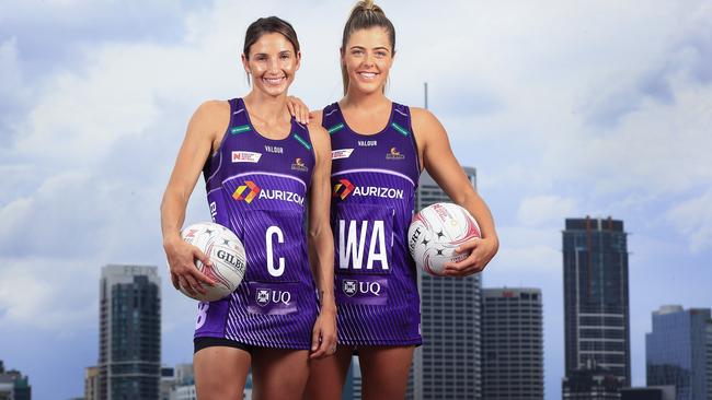 Firebirds captain Kim Ravaillion and vice-captain Lara Dunkley will have to wait for their 2022 Firebirds start after the team’s pre-season matches against Collingwood were cancelled due to a Covid outbreak. Picture: Adam Head