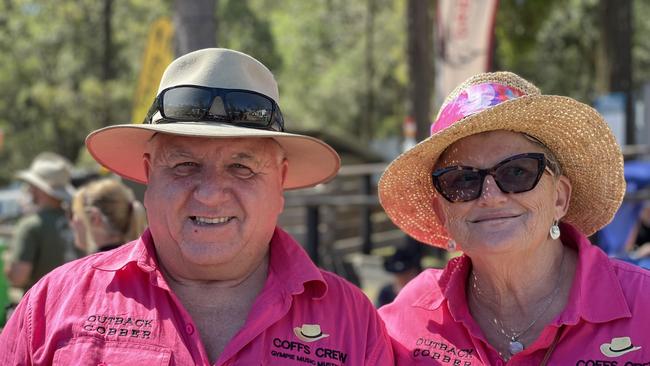 Brad and Kim Pemberton, from Urunga, enjoy day one of the 2024 Gympie Muster, at the Amamoor State Forest on August 22, 2024.