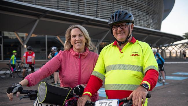 Julie Shugg and Andrew Shugg from Bees Creek at the Top End Gran Fondo 2024. Picture: Pema Tamang Pakhrin