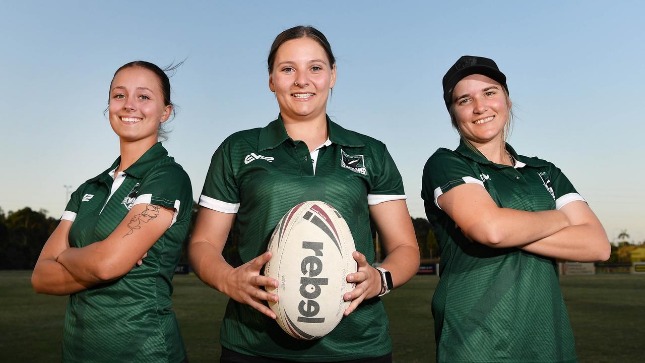 Maroochydore Swans Women’s rugby league players Rani Johnson, Laura Barklimore and Jade Shuttlewood. Picture: Patrick Woods.