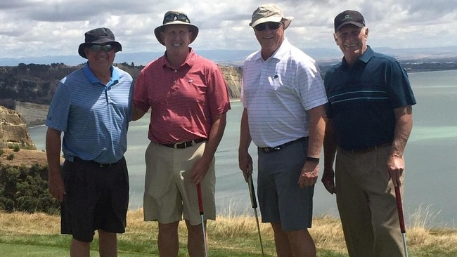 American tourists John Washburn, Glenn Garland, Russell Munsch and Greg DeHaven, pictured on a golfing trip in New Zealand, lost their lives in the tragic crash. Picture: Facebook