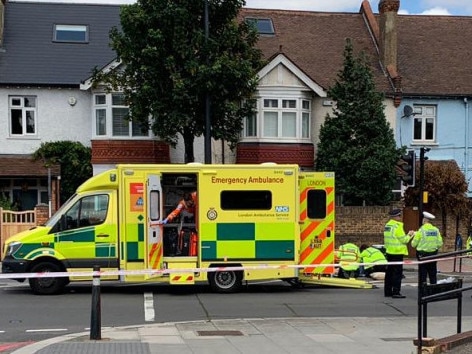 A Widow, 83, seriously injured after Prince William and Kate Middleton’s motorbike outrider hit her on way to Order Of The Garter service.Picture: Twitter/ Supplied