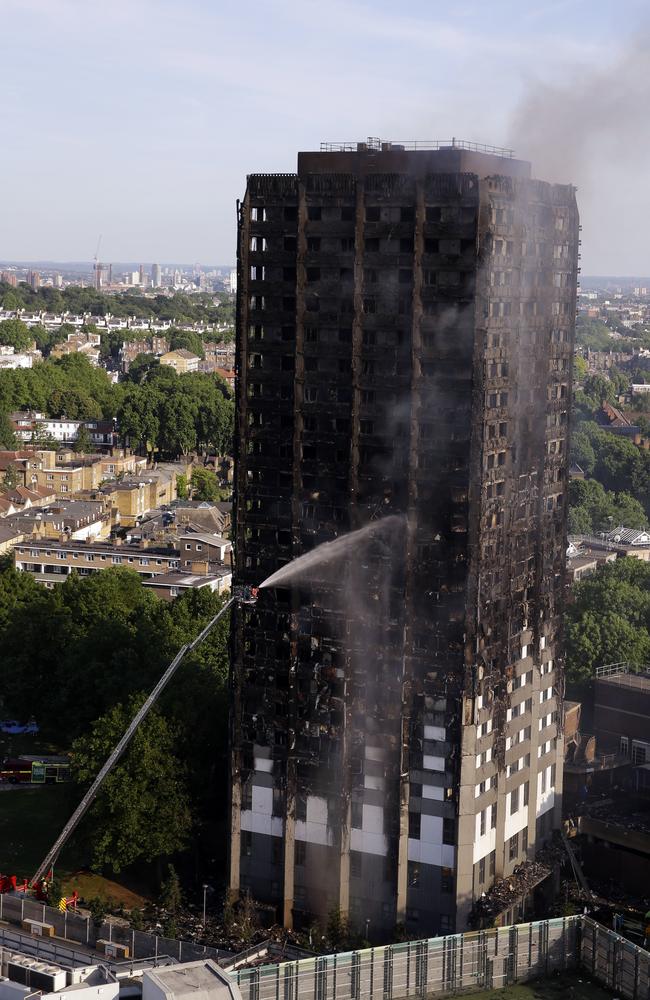 The burnt-out carcass of London’s social housing dream. Picture: Alastair Grant/AP