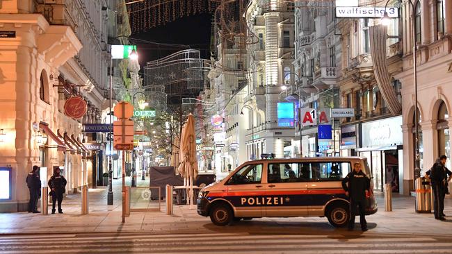 Police said the attacks, in six locations including near a synagogue in the centre of the city, were carried out by “several suspects armed with rifles”. Picture: AFP