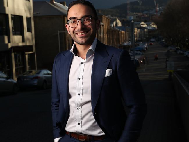 Hobart City Council Alderman Simon Behrakis is hoping to secure a second term on council and take on the job of deputy mayor. Mr Behrakis ran for the Liberals in the state election in 2021. Picture: Nikki Davis-Jones.