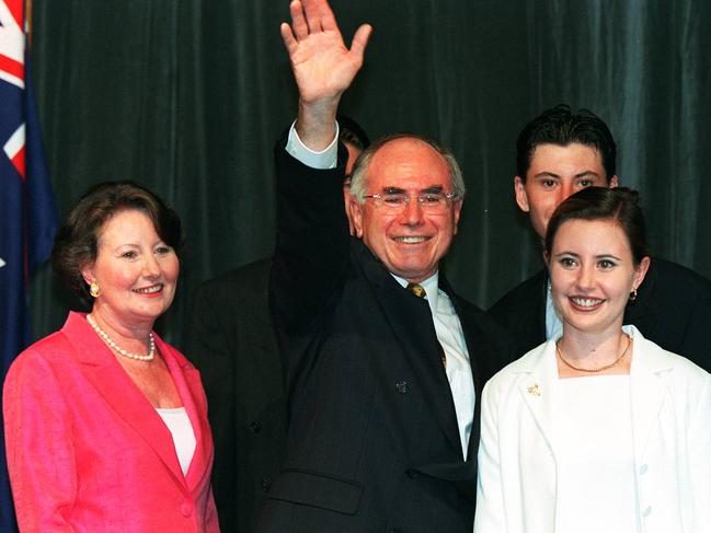 4/10/1998: 1998 Federal Election.- John Howard and family on stage after he claimed victory. p//australia - politics and government