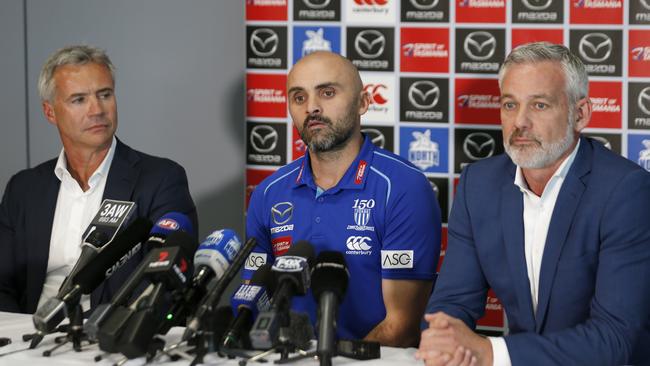 Carl Dilena, Rhyce Shaw and Ben Buckley in 2019. Picture: Darrian Traynor/Getty Images