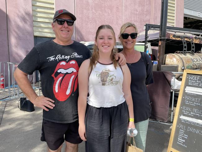 Mark, Tia and Tracey Sinclair at the 2024 Meatstock Festival at Bendigo Showgrounds. Photo: Himangi Singh